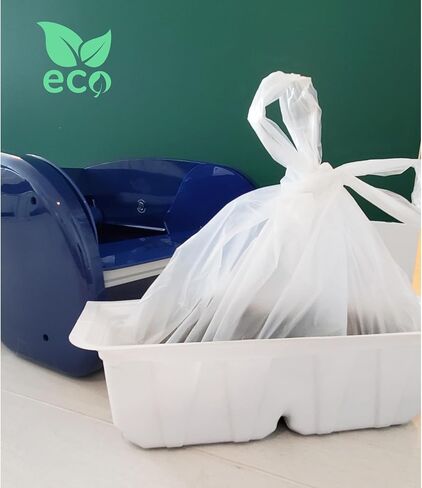 EcoLeo، متوافق مع أوعية نفايات LitterMaid وNature's Miracle، 60 كيس إعادة تعبئة بمقابض، يُستخدم في صواني نفايات صندوق الفضلات ذاتية التنظيف in Kuwait