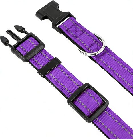 2026 Upgrade Basic Dog Collar, Reflective Dog Collar, Quick Release Soft Comfortable Dog Collars, Safety Buckle Adjustable Nylon Collars for Small Medium Large Dogs (Purple, M) in Saudi Arabia