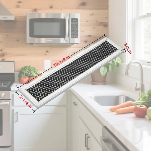 فلتر فحم لإعادة تدوير الميكروويف WB02X11550، متوافق مع GE JX81L، Frigidaire 5304464577، Hotpoint، Bosch & LG، فلتر كربون 2-1/4 بوصة × 10-3/8 بوصة لفتحة الميكروويف فوق النطاق، 3 عبوات in Kuwait