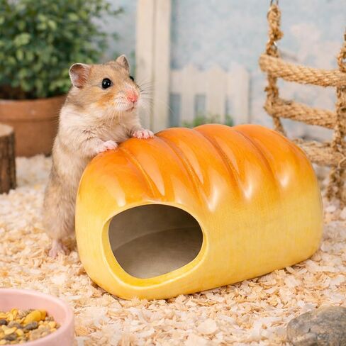 Ceramic Hamster Hideout House, Bread Shape Small Animal Hideaway, Chew Proof Cool Bed for Syrian Hamster, Gerbil, Mice & Guinea Pig, All Season Habitat Decor in Kuwait