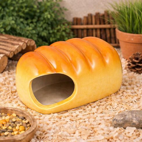 Ceramic Hamster Hideout House, Bread Shape Small Animal Hideaway, Chew Proof Cool Bed for Syrian Hamster, Gerbil, Mice & Guinea Pig, All Season Habitat Decor in Kuwait