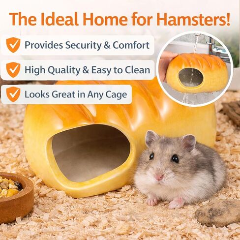 Ceramic Hamster Hideout House, Bread Shape Small Animal Hideaway, Chew Proof Cool Bed for Syrian Hamster, Gerbil, Mice & Guinea Pig, All Season Habitat Decor in Kuwait