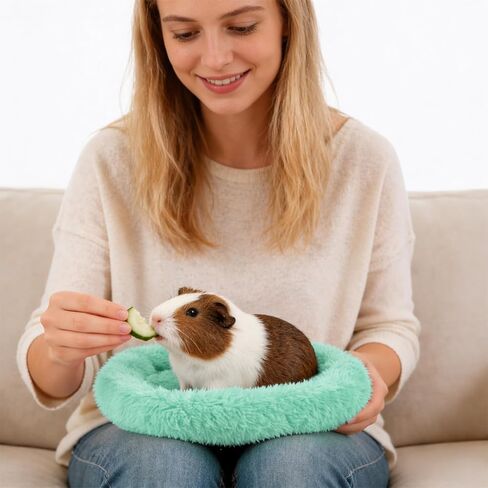 Guinea Pig Bed, 7.87" x 5.51" Outer Inner Diameter Hamster Beds with Plush, Small Pet Hideout for Small Dwarf Rabbits Hedgehog Squirrel Ferret in Kuwait