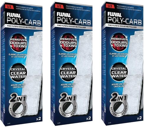 Fluval A491 Poly/Carbon Cartridge for Filter U3, 3 x 2 Pieces in Kuwait
