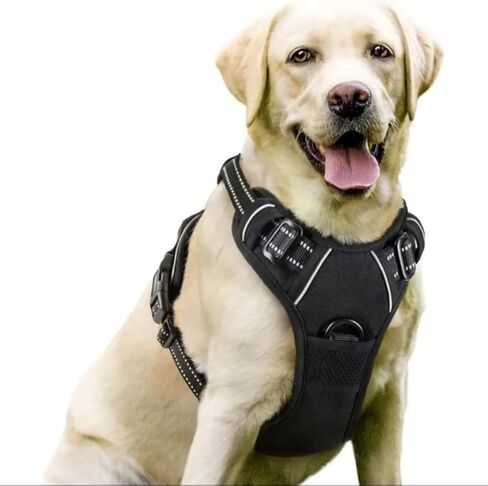 Dog Harness, 2 Leash Clips, Ajustable and Padded, Reflective, No Pull and No Choke. in Kuwait