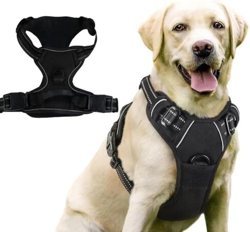 Dog Harness, 2 Leash Clips, Ajustable and Padded, Reflective, No Pull and No Choke. in Kuwait