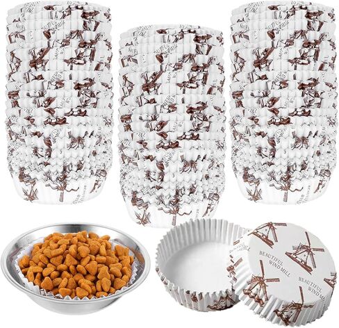 300 Pcs Pet Disposable Feeding Bowls, Large Liner Bulk Cat Food Bowls, Small Paper Pet Feeding Liner for Small Dog Puppy Cats Dish Bowl Wet Food Station in Kuwait