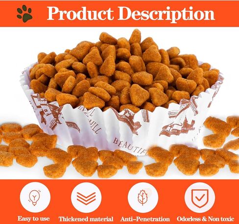300 Pcs Pet Disposable Feeding Bowls, Large Liner Bulk Cat Food Bowls, Small Paper Pet Feeding Liner for Small Dog Puppy Cats Dish Bowl Wet Food Station in Kuwait