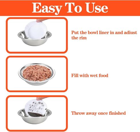 300 Pcs Pet Disposable Feeding Bowls, Large Liner Bulk Cat Food Bowls, Small Paper Pet Feeding Liner for Small Dog Puppy Cats Dish Bowl Wet Food Station in Kuwait