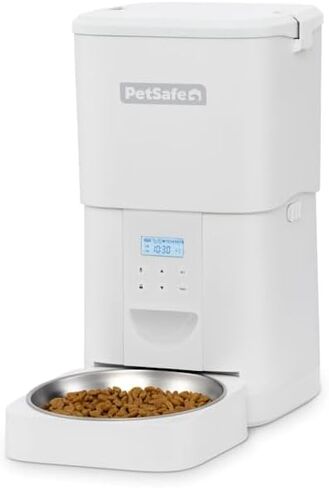جهاز تغذية الحيوانات الأليفة الأوتوماتيكي للقطط والكلاب الصغيرة من PetSafe مع التحكم في جزء الطعام، جهاز تغذية تلقائي للحيوانات الأليفة 8 أكواب/2 لتر، أبيض، 4 رطل. in Kuwait