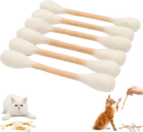 Cotton Swabs Cat with Catnip, Swabs Catnip Toys Set of 6 Soft Plush Kicker Toys, Sturdy Teething Chew Toy(Beige) in Saudi Arabia
