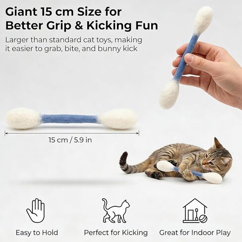 Cotton Swabs Cat with Catnip, Swabs Catnip Toys Set of 6 Soft Plush Kicker Toys, Sturdy Teething Chew Toy(Beige) in Saudi Arabia