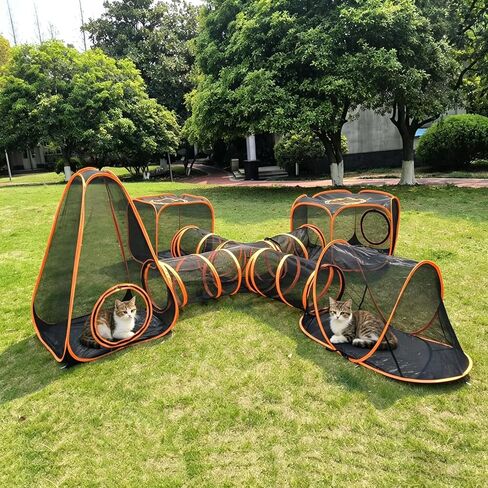 3 in 1 Cat Tent Tunnel 3-Level Climbing Tower with Tunnel Pet Play House Outdoor Large Foldable Cat Enclosure Puppy Playpens (3 in 1) in Saudi Arabia