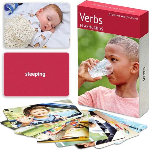 Picture My Picture Verbs Flash Cards | 40 Action Language Development Educational Photo Cards | Speech Therapy Materials and ESL Materials in Saudi Arabia