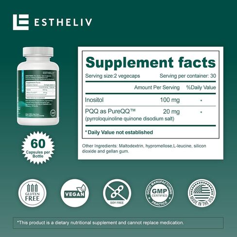 ESTHELIV Liver Cleanse Detox & Repair PQQ + Insitol Formula Updated V3.0 (Non- Milk Thistle Liver Supplement and Artichoke Extract, for Liver Detox,Liver Support Liver Health Formula- 60 Capsules in Saudi Arabia