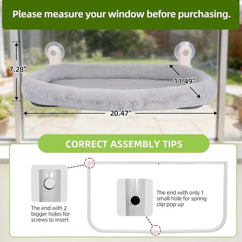 Foldable Cat Window Perch,Inside Window Hammock for Cats with 4 Strong Suction Cups,Sturdy Metal Frame and Washable Soft Cover,Indoor Cat Bed - M in Kuwait