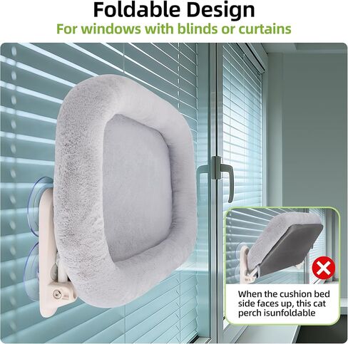 Foldable Cat Window Perch,Inside Window Hammock for Cats with 4 Strong Suction Cups,Sturdy Metal Frame and Washable Soft Cover,Indoor Cat Bed - M in Kuwait