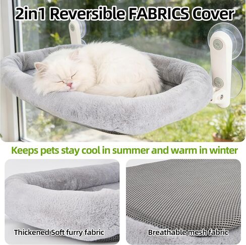 Foldable Cat Window Perch,Inside Window Hammock for Cats with 4 Strong Suction Cups,Sturdy Metal Frame and Washable Soft Cover,Indoor Cat Bed - M in Kuwait