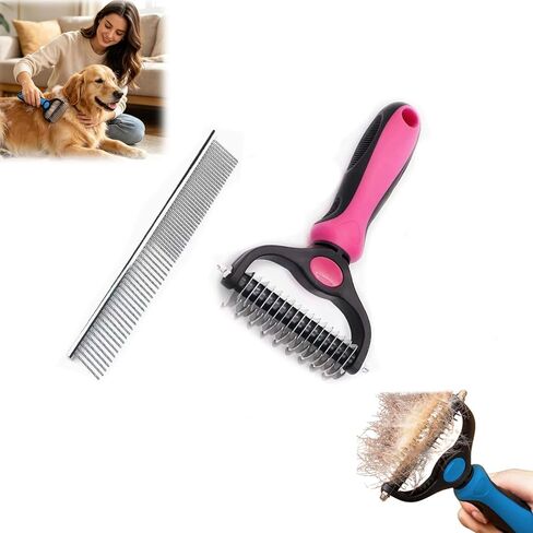 فرشاة Vivanchor Pet Pro، Pro Pet Deshedding، فرش احترافية لإزالة تساقط الشعر من الحيوانات الأليفة، فرش تساقط شعر الكلاب، فرشاة تساقط شعر الكلاب واسعة للغاية ومشط Deshedder للكلاب والقطط ذات الشعر الطويل (أزرق) in Kuwait