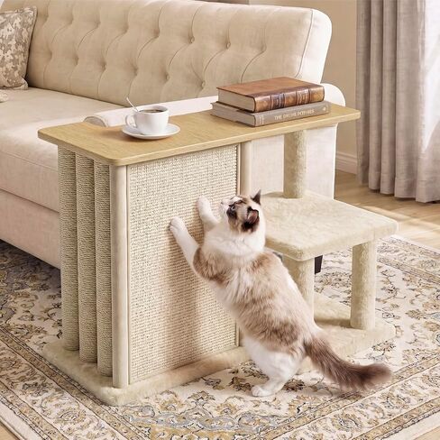 Homegroove Cat Couch Protector with Side Table, 35.6''L Multi-Functional Couch End Table with Sisal Scratching Posts and Scratch Pad, Large Couch Protector from Cat Claws for Living Room (Left) in Kuwait