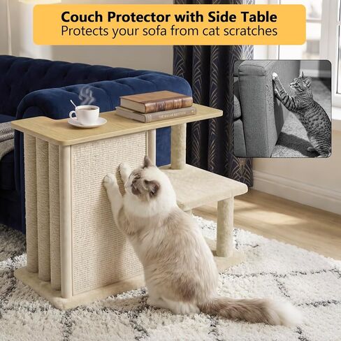 Homegroove Cat Couch Protector with Side Table, 35.6''L Multi-Functional Couch End Table with Sisal Scratching Posts and Scratch Pad, Large Couch Protector from Cat Claws for Living Room (Left) in Kuwait