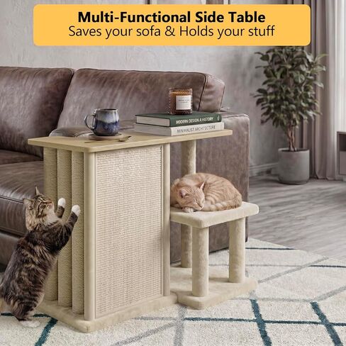 Homegroove Cat Couch Protector with Side Table, 35.6''L Multi-Functional Couch End Table with Sisal Scratching Posts and Scratch Pad, Large Couch Protector from Cat Claws for Living Room (Left) in Kuwait