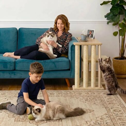Homegroove Cat Couch Protector with Side Table, 35.6''L Multi-Functional Couch End Table with Sisal Scratching Posts and Scratch Pad, Large Couch Protector from Cat Claws for Living Room (Left) in Kuwait