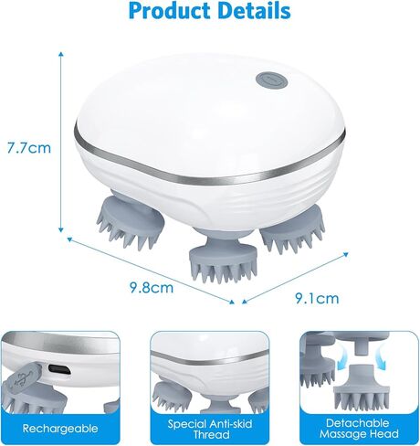 Upgraded Handheld Pet Massager for Dogs and Cats, Portable Pet Massager with 4 Rotating Massage Heads, Waterproof Electric for Relieving Tight Stiffness Muscles, Promote Bonding in Kuwait
