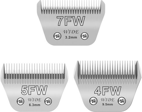3Pack Dog Grooming Wide Blade,Detachable Pet Dog Grooming Blades,Compatible with Andis,Oster A5,Wahl km10 Clippers.（4FW+5FW+7FW） in Kuwait
