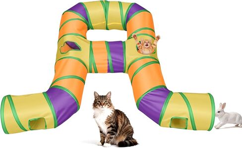 Petizer Portable Cat Tunnels for Indoor Cats, Pop Up Tear-Resistant Cat Tube, Waterproof & Washable Play Tunnels for Cats, Kittens, Kitty, Puppy, Rabbit (Rainbow Color) in Kuwait