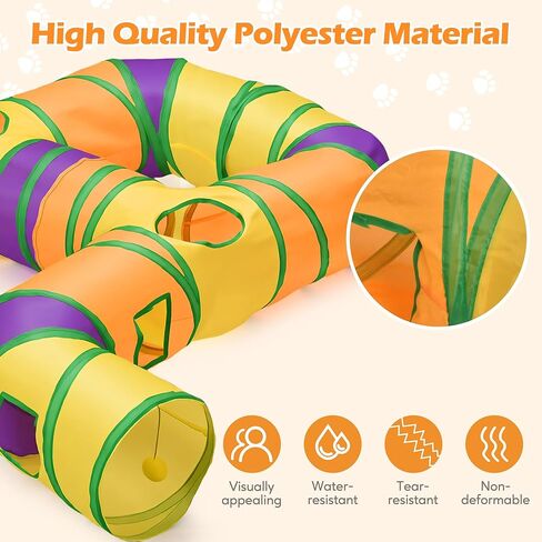 Petizer Portable Cat Tunnels for Indoor Cats, Pop Up Tear-Resistant Cat Tube, Waterproof & Washable Play Tunnels for Cats, Kittens, Kitty, Puppy, Rabbit (Rainbow Color) in Kuwait