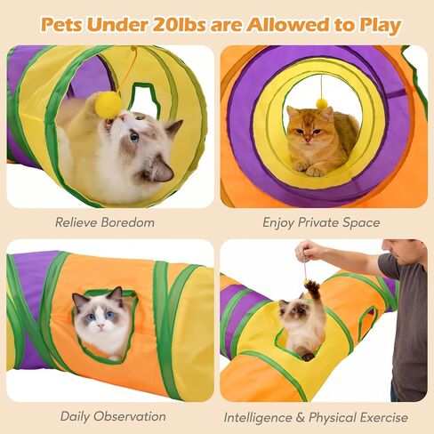Petizer Portable Cat Tunnels for Indoor Cats, Pop Up Tear-Resistant Cat Tube, Waterproof & Washable Play Tunnels for Cats, Kittens, Kitty, Puppy, Rabbit (Rainbow Color) in Kuwait