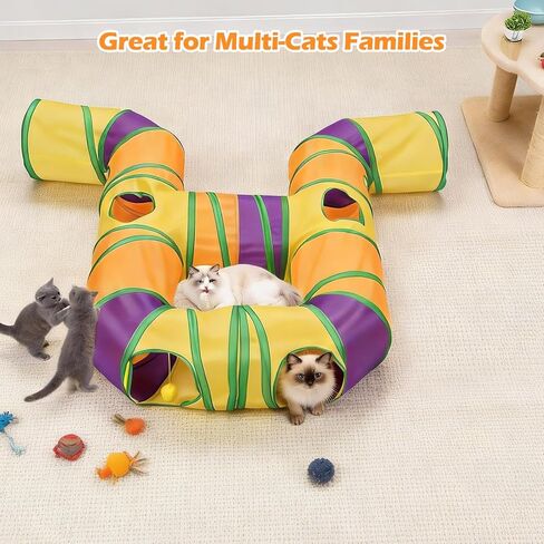 Petizer Portable Cat Tunnels for Indoor Cats, Pop Up Tear-Resistant Cat Tube, Waterproof & Washable Play Tunnels for Cats, Kittens, Kitty, Puppy, Rabbit (Rainbow Color) in Kuwait