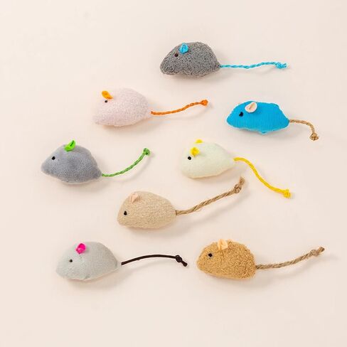 8 Pack Plush Catnip Mice Toys, Interactive Cat Mouse Toy for Indoor Cats & Kittens, Assorted Colors in Kuwait