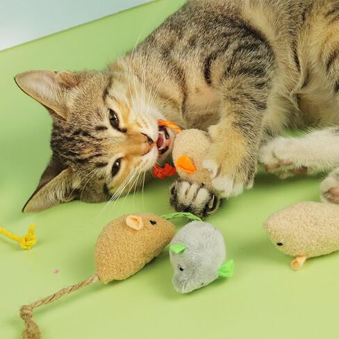 8 Pack Plush Catnip Mice Toys, Interactive Cat Mouse Toy for Indoor Cats & Kittens, Assorted Colors in Kuwait