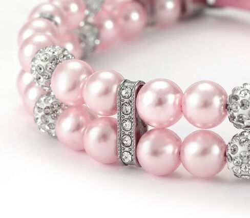 Crystal Pearl Dog Collar Adjustable Leather - Rhinestone Necklace for XS Small Dogs, Cats, Poodle Elegant Birthday Gift for Female Puppy, Party, Wedding in Kuwait