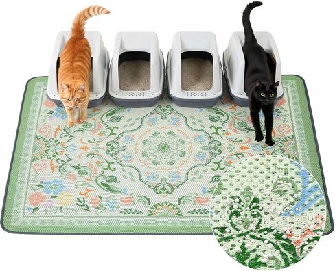 Unicorn Catcher 33X22in Cat Litter Mat Machine Washable Soft 3D Air Mesh Litter Box Rug Non-Slip Backing Quick Dry Scatter Control for Paws,Bean Green in Kuwait