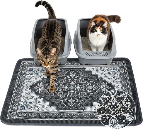 Unicorn Catcher 33X22in Cat Litter Mat Machine Washable Soft 3D Air Mesh Litter Box Rug Non-Slip Backing Quick Dry Scatter Control for Paws,Bean Green in Kuwait