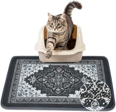 Unicorn Catcher 33X22in Cat Litter Mat Machine Washable Soft 3D Air Mesh Litter Box Rug Non-Slip Backing Quick Dry Scatter Control for Paws,Bean Green in Kuwait