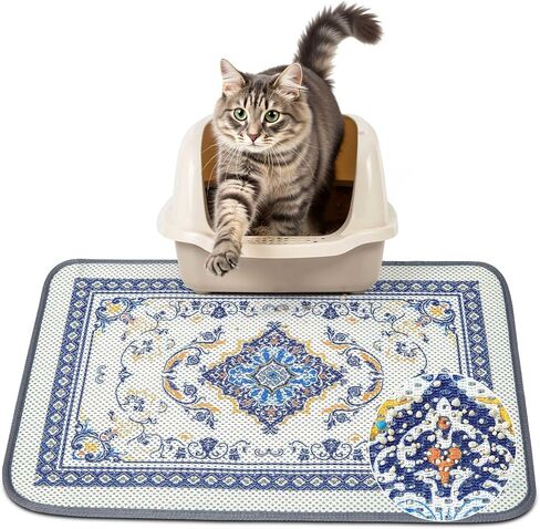 Unicorn Catcher 33X22in Cat Litter Mat Machine Washable Soft 3D Air Mesh Litter Box Rug Non-Slip Backing Quick Dry Scatter Control for Paws,Bean Green in Kuwait