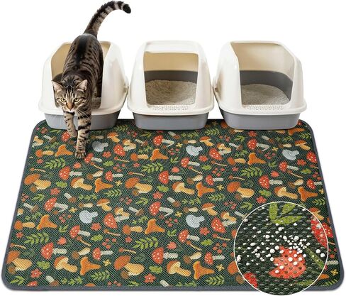 Unicorn Catcher 33X22in Cat Litter Mat Machine Washable Soft 3D Air Mesh Litter Box Rug Non-Slip Backing Quick Dry Scatter Control for Paws,Bean Green in Kuwait