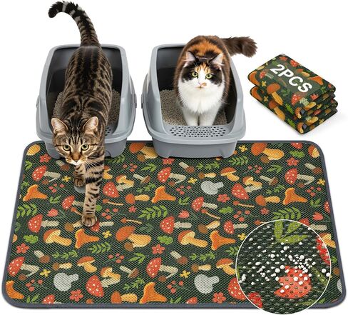 Unicorn Catcher 33X22in Cat Litter Mat Machine Washable Soft 3D Air Mesh Litter Box Rug Non-Slip Backing Quick Dry Scatter Control for Paws,Bean Green in Kuwait