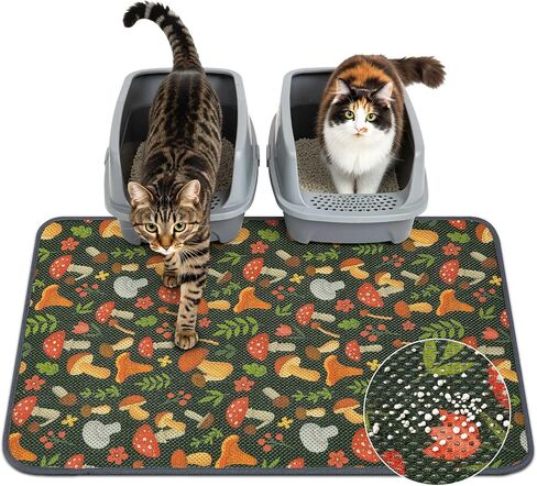 Unicorn Catcher 33X22in Cat Litter Mat Machine Washable Soft 3D Air Mesh Litter Box Rug Non-Slip Backing Quick Dry Scatter Control for Paws,Bean Green in Kuwait