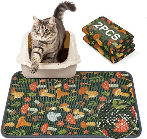 Unicorn Catcher 33X22in Cat Litter Mat Machine Washable Soft 3D Air Mesh Litter Box Rug Non-Slip Backing Quick Dry Scatter Control for Paws,Bean Green in Kuwait