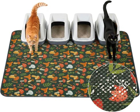 Unicorn Catcher 33X22in Cat Litter Mat Machine Washable Soft 3D Air Mesh Litter Box Rug Non-Slip Backing Quick Dry Scatter Control for Paws,Bean Green in Kuwait