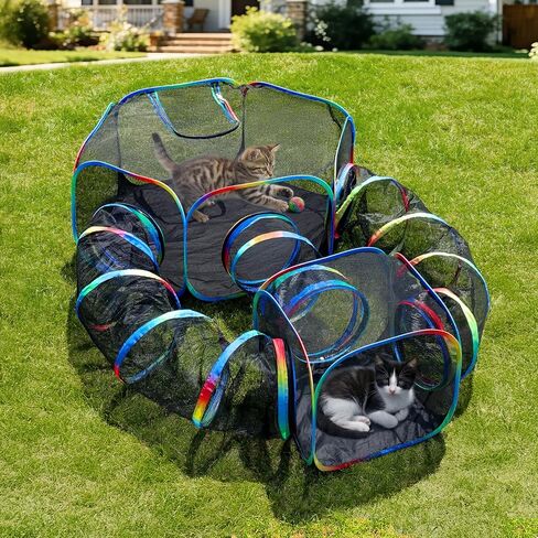 Outdoor 5-in-1 Portable Cat Tunnels - Cat Enclosure with Tent for Indoor Cats, Enclosed Catio for Kitty & Small Animals in Kuwait