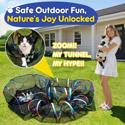 Outdoor 5-in-1 Portable Cat Tunnels - Cat Enclosure with Tent for Indoor Cats, Enclosed Catio for Kitty & Small Animals in Kuwait