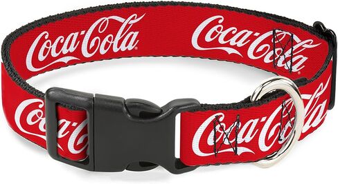 The Coca-Cola Company Pet Collar, Dog Collar Plastic Buckle, Coca Cola Script Logo Red White, 11 to 16.5 Inches 1.0 Inch Wide in Kuwait