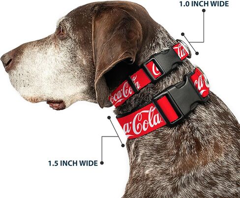 The Coca-Cola Company Pet Collar, Dog Collar Plastic Buckle, Coca Cola Script Logo Red White, 11 to 16.5 Inches 1.0 Inch Wide in Kuwait
