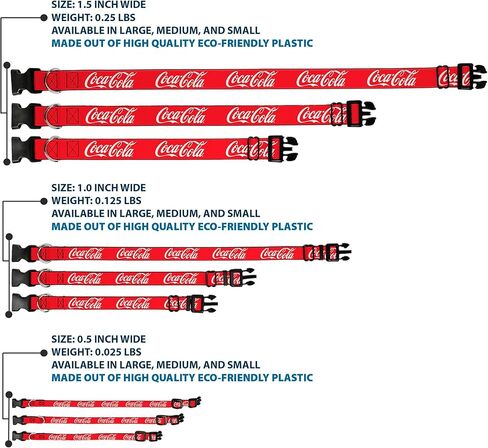 The Coca-Cola Company Pet Collar, Dog Collar Plastic Buckle, Coca Cola Script Logo Red White, 11 to 16.5 Inches 1.0 Inch Wide in Kuwait